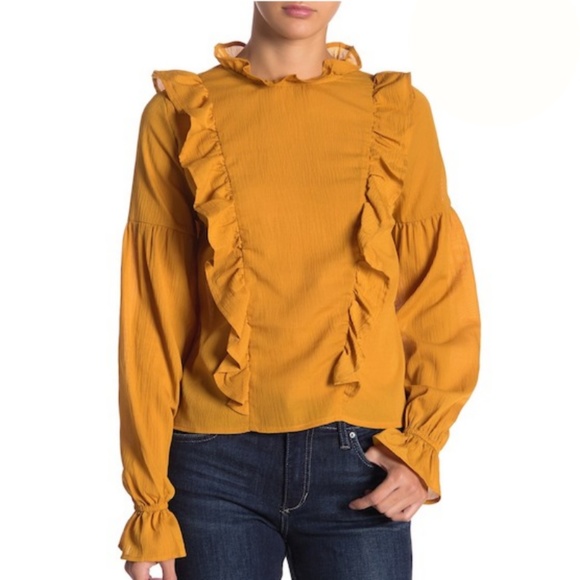 Tops - Ruffle Long Sleeve  Blouse on sale